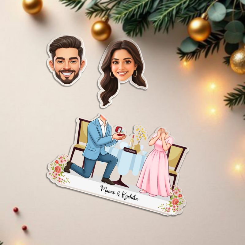 Personalized Booblehead Caricature Battery Powered with Shaking Head Feature Marriage Purpose Gift for Girlfriend Gift for Engagement & Valentines Day Tabletop & Car Dashboard